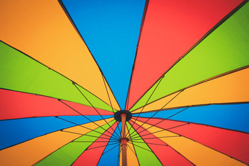 Multicolored vintage beach umbrellas