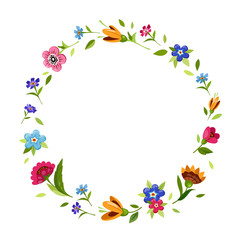 Colorful floral wreath for invitation, card