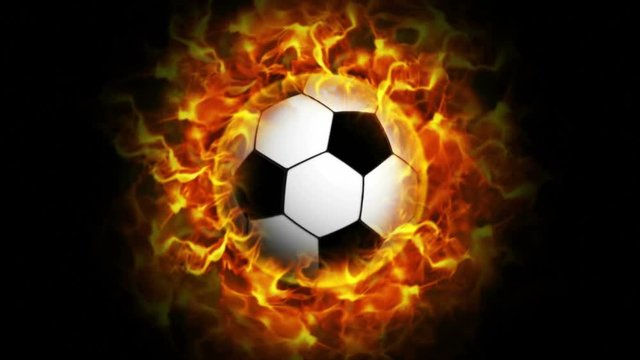 Soccer Ball in Yellow Flames Abstract Particles Ring, Animation, Rendering, Background, Loop, 4k