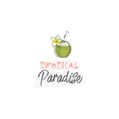 tropical summer background with cute cartoon items