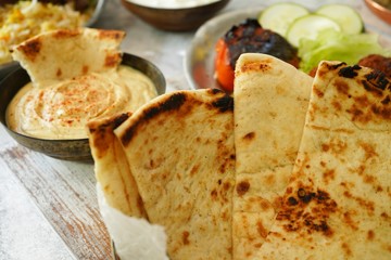 Ramadan feast/Iftar  food dinner composition, selective focus