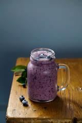 Blueberry smoothie in the jar