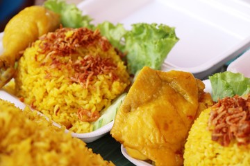 Chicken biryani with rice at street food