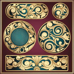 Vintage golden decorative design elements