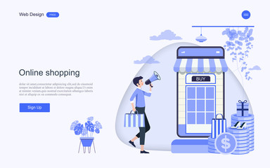 Business concepts of online shopping, online trading, promotion, advertising, for web pages, websites, templates and background vector illustration.