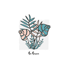 hand drawn botanical illustration of different leaf plants. 