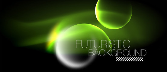 Blurred neon glowing round shapes, abstract circles and lights