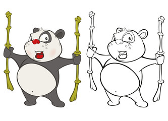 Vector Illustration of a Cute Cartoon Character Panda for you Design and Computer Game. Coloring Book Outline Set 