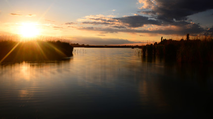 sunset over the lake