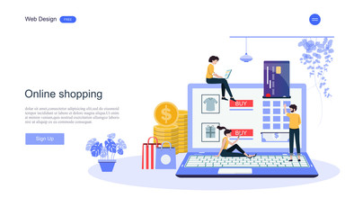 Business concepts of online shopping, online trading, promotion, advertising, for web pages, websites, templates and background vector illustration.