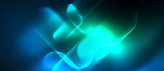 Blue neon round shapes techno background