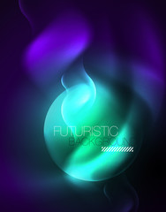 Shiny metallic neon waves vector design