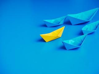 Concept business ship boat blue background
