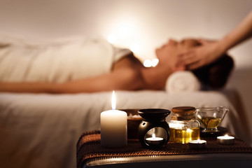 Aroma Spa. Girl Enjoying Massage In Luxury Spa