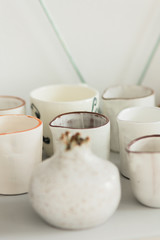 Ceramic mug made on a Potter's wheel in the workshop