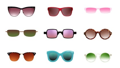 Set of sunglasses isolated on white background for applying on a portrait	