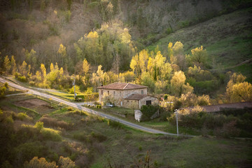 house in Tuscany in golden hour