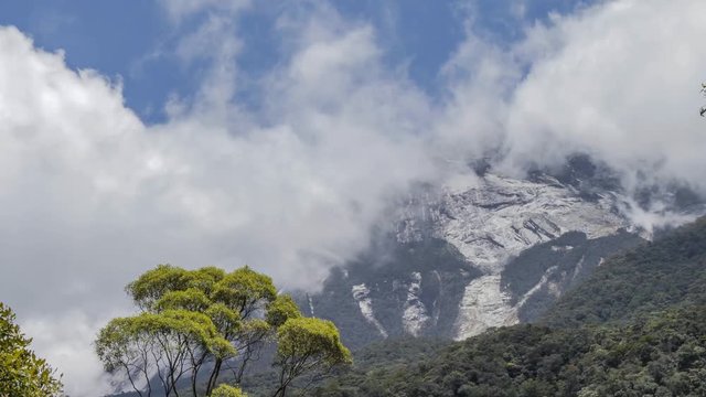 Timelapse of cloud moving in front of Mount Kinabalu in Borneo, Malaysia