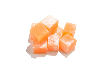 Sweet turkish delight isolated on white background.