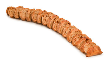 Bread slices isolated on white.