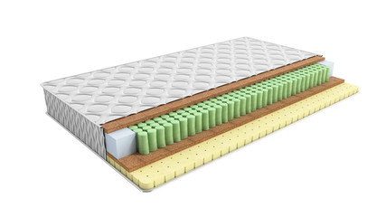 mattress in the cut 3d render on white no shadow