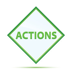 Actions modern abstract green diamond button