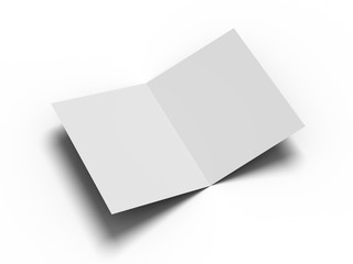 White vertical booklet mockap brochure magazine A4 divided into two parts isolated. 3D rendering.