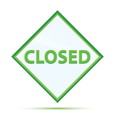 Closed modern abstract green diamond button