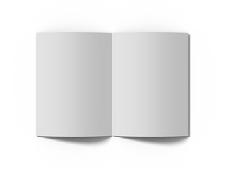 White vertical booklet mockap brochure magazine A4 divided into two parts isolated. 3D rendering.