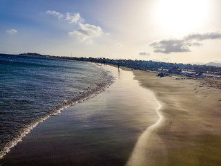 Los Pocillos beach at sunset. Lanzarote, Canary Islands, Spain