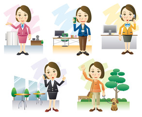 色々な場面の女性イラスト