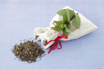 Dried peppermint and fresh peppermint