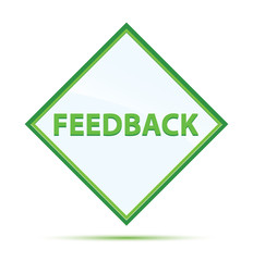 Feedback modern abstract green diamond button