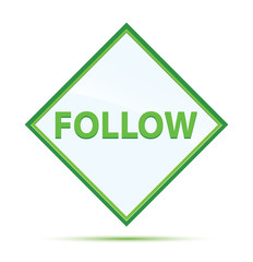 Follow modern abstract green diamond button