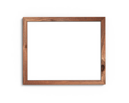 Old wooden frame mockup 4x5 horizontal on a white background. 3D rendering.