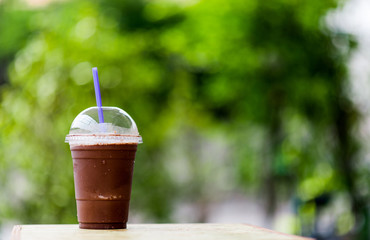 Delicious cool cocoa photos placed on the table ready to eat Food and beverage concept