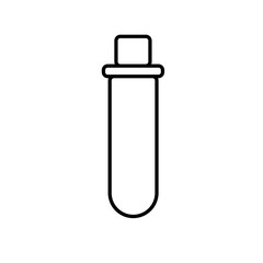 Chemical laboratory medical test tube, flask for drugs and chemical experiments, simple black and white icon on a white background. Vector illustration