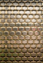 Texture of Yellow Honeycomb Glass Pattern