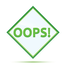 Oops! modern abstract green diamond button
