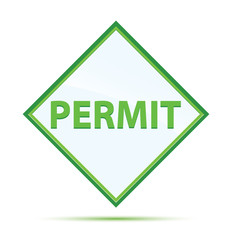 Permit modern abstract green diamond button
