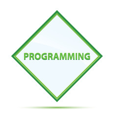 Programming modern abstract green diamond button