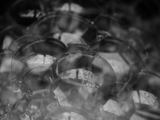 bubbles in water shampoo soap, close up bubble