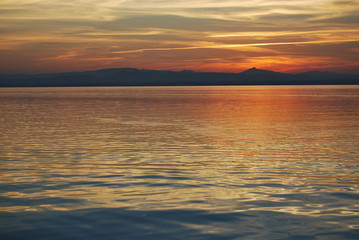 Sunset in the mediterranean lake