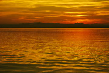 Sunset in the mediterranean lake