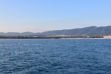Evening city landscape on the Black Sea coast, Gelendzhik city, Russia