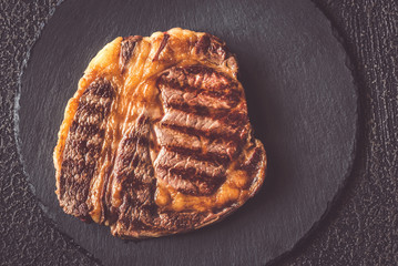 Grilled beef steak: top view