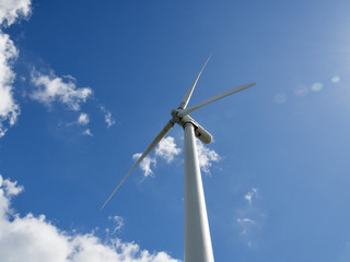 Offshore wind turbines on the coast of Copenhagen in Denmark 