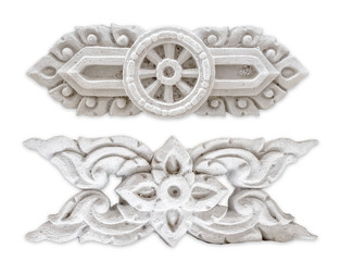 Two Pieces of The White stucco isolated , thai style for decoration thai temple. This has clipping...