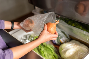 take vegetables from refrigerator