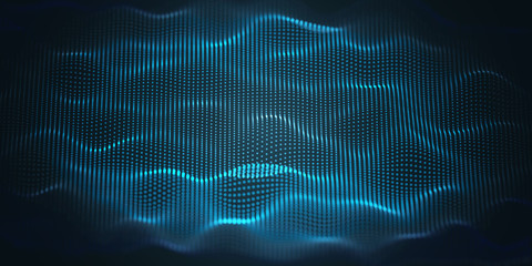 Blue Wavy Particle Surface Background